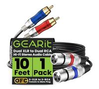 GearIT Cable dual 2 XLR hembra a doble 2 RCA macho (10 pies) 2-XLR a 2-RCA hembra a macho para mezcladores de cine en casa, amplificadores de sistemas de alta fidelidad, micrófono de 10 pies