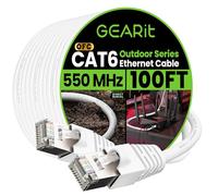 GearIT Cable Ethernet Cat6 para exteriores (100 pies) 23AWG cobre puro, FTP, LLDPE, impermeable, entierro directo, en tierra, resistente a los rayos UV, POE, red, LAN, Internet, Cat 6, cable Cat6, 100