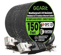 GearIT Cable Ethernet Cat6 para exteriores (150 pies) 23AWG cobre puro, FTP, LLDPE, impermeable, entierro directo, en tierra, resistente a los rayos UV, POE, red, LAN, Internet, Cat 6, cable Cat6 -