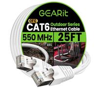 GearIT Cable Ethernet Cat6 para exteriores (25 pies) 23AWG cobre puro, FTP, LLDPE, impermeable, entierro directo, en tierra, resistente a los rayos UV, POE, red, LAN, Internet, Cat 6, cable Cat6 - 25