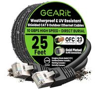 GearIT Cable Ethernet Cat6 para exteriores (25 pies) 23AWG cobre puro, FTP, LLDPE, impermeable, entierro directo, en tierra, resistente a los rayos UV, POE, red, LAN, Internet, Cat 6, cable Cat6-25