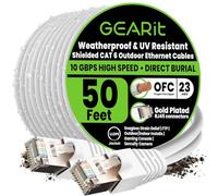 GearIT Cable Ethernet Cat6 para exteriores (50 pies) 23AWG cobre puro, FTP, LLDPE, impermeable, entierro directo, en tierra, resistente a los rayos UV, POE, red, LAN, Internet, Cat 6, cable Cat6-50