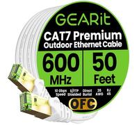 GearIT Cable Ethernet Cat7 para exteriores (50 pies) SFTP blindado de lámina trenzada, cobre puro, LLDPE, impermeable, entierro directo, en tierra, resistente a los rayos UV, POE, red, LAN, Internet,