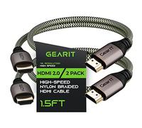 GearIT Cable HDMI (2 unidades, 0,45 m) de alta velocidad HDMI 2.0b, 4K 60Hz, 3D, ARC, HDCP 2.2, HDR, 18 Gbps, cable trenzado de nailon