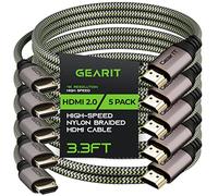 GearIT Cable HDMI (5 unidades, 1 m), HDMI 2.0b, 4K 60Hz, 3D, ARC, HDCP 2.2, HDR, 18 Gbps, cable trenzado de nailon
