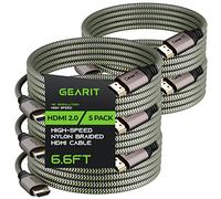 GearIT Cable HDMI (5 unidades, 2 m), HDMI 2.0b, 4K 60Hz, 3D, ARC, HDCP 2.2, HDR, 18 Gbps, cable trenzado de nailon