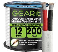 GearIT Cable marino 12/2 (200 pies) calibre 12AWG - Cable de altavoz de grado marino OFC estañado/dúplex / 2 conductores - cobre libre de oxígeno OFC, color blanco 200 pies