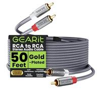 GearIT Cable RCA macho a 2RCA macho a 2RCA macho estéreo cable de audio RCA blindado para cine en casa, HDTV, amplificador, sistema de alta fidelidad, audio de coche, altavoz, 15 m