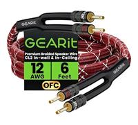 GEARit Cable trenzado de alta resistencia de 12 AWG para altavoz (6 pies) con puntas dobles chapadas en oro, CL2 en la pared, cobre sin oxígeno (OFC), color rojo