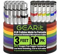 GEARit Cable de micrófono XLR macho a hembra (3 pies, 10 unidades) mezclador blindado equilibrado de 3 pines, estudio de grabación, podcast, multicolor
