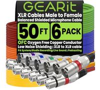 GEARit Cables XLR de 50 pies, paquete de 6 cables de micrófono XLR macho a hembra, cable de micrófono blindado equilibrado de 3 pines, 6 colores surtidos, conductores de cobre resistentes para