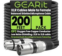 GEARit Cables XLR de cobre sin oxígeno de 200 pies, cable XLR blindaje de bajo ruido, cable de micrófono XLR macho a hembra, conductores de cobre para estudio de grabación, podcast, audio de escenario