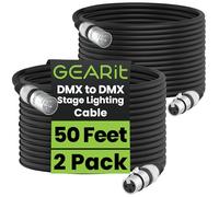 GearIT DMX a DMX,Cable de iluminación de escenario (50 pies, 2 unidades) DMX macho a hembra (compatible con XLR), blindado equilibrado de 3 pines para DJ LED móvil cabeza par luz, podcast, 50 pies