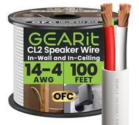 GearIT Pro Series 14 Calibre 4 Conductores CL2 calificado 14 AWG OFC Cable para Altavoz en Pared 100 Feet / 30.48 Meters Blanco