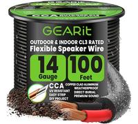 GearIT Pro Series 14 Gauge 2-Conductor Speaker Wire (100 Feet / 30.48 Meters) CCA Speaker Wire CL3 Rated for Outdoor Direct Burial Use, Black