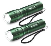 GEARLITE Linterna LED Potente 2 Piezas, 3000 Lumen Linternas LED Alta Potencia con 5 Modos, IP65 Impermeable Linterna Tactica, para Camping, Senderismo, Outdoor, Emergencia (Verde, 2)