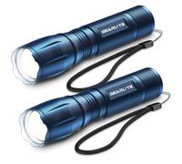 GEARLITE Linterna LED Potente 2 Piezas, 3000 Lumen Linternas LED Alta Potencia con 5 Modos, IP65 Impermeable Linterna Tactica, para Camping, Senderismo, Outdoor, Emergencia (Bleu, 2)