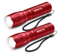 GEARLITE Linterna LED Potente 2 Piezas, 3000 Lumen Linternas LED Alta Potencia con 5 Modos, IP65 Impermeable Linterna Tactica, para Camping, Senderismo, Outdoor, Emergencia (Rojo, 2)