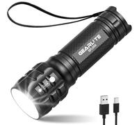 GEARLITE Linterna recargable, linterna LED de 2000 lm, enfoque ajustable superbrillante, linterna pequeña impermeable con 3 modos de iluminación, linternas LED para pasear al perro, emergencia, corte
