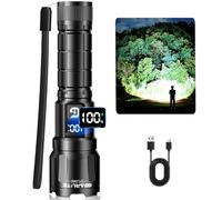 GEARLITE XHP70.2 - Linterna LED recargable (6000 lúmenes, 3 modos, pantalla LCD, zoom táctico, IP65, impermeable, para camping, senderismo, emergencia (1 unidad)