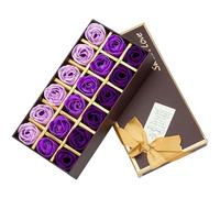 Gearmax 18pcs Aroma de Rosa Baño Jabón Rose Flor en Caja de Regalo Color del Gradiente Fascinante Ramo de Rosas (Púrpura)