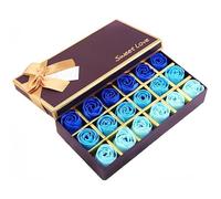 Gearmax 18pcs Aroma de Rosa Baño Jabón Rose Flor en Caja de Regalo Color del Gradiente Fascinante Ramo de Rosas(Color Aleatorio)