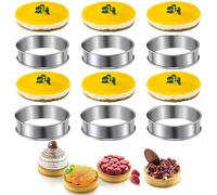 Gearmax 6 Piezas Anillos para Tartas de Acero Inoxidable, Juego Crumpet Rings, Mini Anillo de Tarta de Pastelería, para Preparar Tartas y Todo Tipo de Pastelería