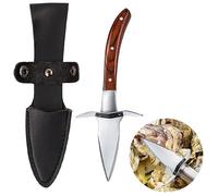 Gearmax Abridor de Ostras, Cuchillo para Ostras, Ostras Shucker con Mango de Madera y Funda de Cuero, Abridor Herramientas para Almejas, Mariscos