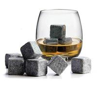 Gearmax® Piedras de Esteatita Natural (9 Unidades) para Enfriar el Whiskey Vino y Te sin sobre-Enfriarlo ni Diluirlo - Incluye una Bolsa para Guardarlas