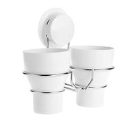 Gearmax PP + ABS + Acero Inoxidable 200Cu3 Soporte de Pared para Inodoro y baño con 2 Vasos de Dientes con Ventosa para Colgar en la Pared