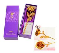 Gearmax Rosa 24 K Chapado Oro Rosa Flor Regalo para el día de San Valentín Día de la Madre Navidad Cumpleaños (Dorado