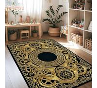 Gears - Alfombra de área Steampunk, diseño vintage con espirales de reloj N/A dorada, esponja de pelo bajo, estética, rectangular, alfombra de piso para el hogar, sala de estar, dormitorio, aula