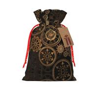 Gears Clock - Bolsa de Navidad con estampado de siglo de bronce, bolsas con cordón para regalos de vacaciones, saco de Navidad, decoración de fiesta