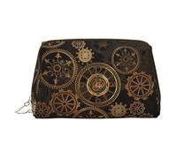 Gears Clock - Bolsa organizadora de artículos de tocador de cuero estilo centurio de bronce, bolsa de maquillaje para mujer, Gold, Talla única, Neceser