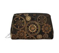 Gears Clock - Bolsa organizadora de artículos de tocador de cuero estilo centurio de bronce, bolsa de maquillaje para mujer, Silver, Talla única, Neceser