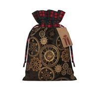 Gears Clock - Bolsas de regalo con cordón de Navidad con estampado de siglo de bronce, bolsa de regalo para Navidad, cumpleaños, fiesta de vacaciones