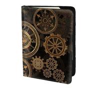Gears Clock Bronze Century - Soporte para pasaporte, artículos esenciales de viaje, cartera antirrobo para tarjetas y pasaportes, tamaño para adaptarse a todos los pasaportes estándar