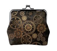 Gears Clock - Cartera minimalista ligera con estampado de siglo de bronce, bolsa compacta para monedas para visitas al gimnasio y mandados, Black, Talla única, Bolsa para monedas