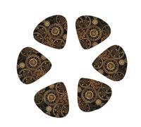 Gears Clock - Púas de guitarra con estampado de siglo de bronce, 12 púas de celuloide de alta calidad para guitarra acústica, eléctrica y bajo