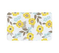 Gearsly Felpudo de puerta de 50 x 80 cm, diseño abstracto de flores amarillas, lavable, para cocina, antideslizante, absorbente, para entrada, mascotas, perros
