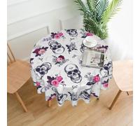 Gearsly Manteles redondos para mesa circular de 150 cm, diseño de calavera de azúcar, resistente a las arrugas, resistente al agua, mantel de poliéster, para el hogar, comedor, cocina, fiesta, picnic,