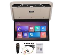 Gearwell Flip Down Monitor, TV de Techo de Montaje en el Techo Compatible con Android 10.0, Pantalla de automóvil de 19 Pulgadas, Monitor de Gastos Superiores Multimedia HD (Beige)