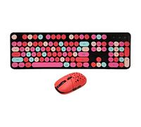 Gearwell Keyboard and Mouse Combo 2.4G Cordless Mode 104 Keys Typewriter Retro Punk Colorful Keyboard with 3 dpi Adjustable Gaming Mouse for Mac PC Desktop Laptop (Mixed Color Red)