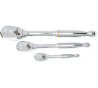 GearWrench 81206T Juego de Trinquetes de 1/4", 3/8", 1/2" Totalmente Pulidos, 90 Dientes, 3 Piezas