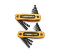 GearWrench 83510 Juego de llaves hexagonales plegables SAE/Métricas, 17 piezas de acero de aleación