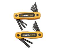 GearWrench 83511 Juego de llaves hexagonales plegables con punta esférica, SAE/Métrica, 17 piezas de acero de aleación