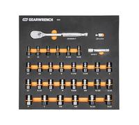 GEARWRENCH 86525 Juego de llaves de carraca Bolt Biter MM/SAE de 31 piezas con bandeja de espuma EVA, negro