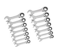 GearWrench Juego de 14 llaves combinadas de trinquete de 12 puntos SAE/métricas - 85206