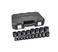 GearWrench Juego de 19 piezas, 1/2 pulgadas, 6 puntos, juego de llaves de impacto estándar, SAE - 84932N