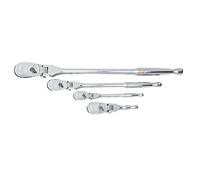 GearWrench Juego de 4 trinquetes de cabeza flexible de 90 dientes de 1/4", 3/8" y 1/2", cromo pulido completo - 81230T